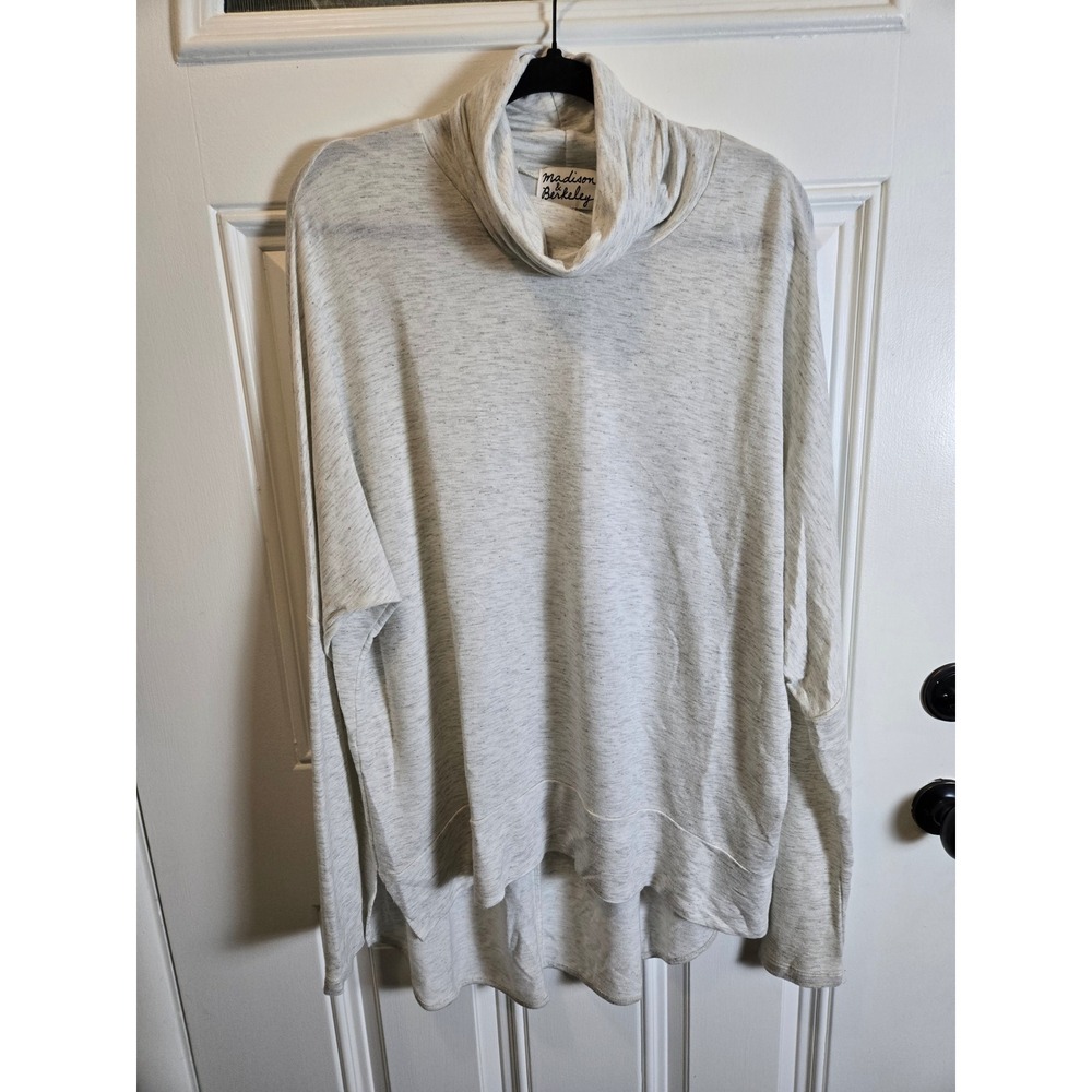 Madison & Berkeley Women XL Gray Heather Cowl Neck Pullover Oversized Top
